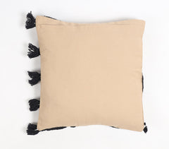 Handwoven Cotton Black Braided-Waves Cushion Cover