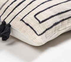 Embroidered Cotton Geometric Tasseled Cushion Cover