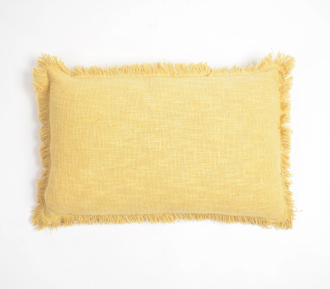 Solid Fringed Lumbar Cotton Cushion Cover(3)