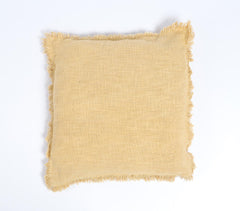 Solid Fringed Cotton Cushion Cover