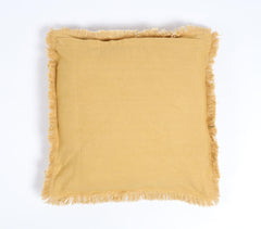 Solid Fringed Cotton Cushion Cover