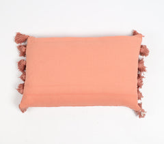 Solid Salmon Tasseled Lumbar Cushion Cover
