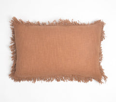 Solid Fringed Lumbar Cotton Cushion Cover(2)