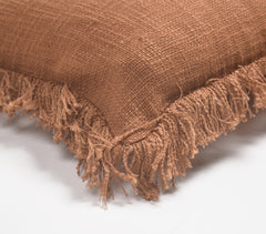 Solid Fringed Lumbar Cotton Cushion Cover(2)