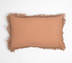 Solid Fringed Lumbar Cotton Cushion Cover(2)