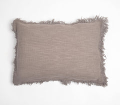 Solid Fringed Lumbar Cotton Cushion Cover(1)