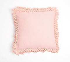 Midnight Magnolia Velvet Cushion Cover with Pastel Tassels