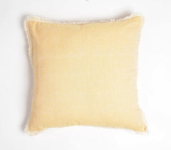 Solid Fringed Chambray Weave Cushion Cover