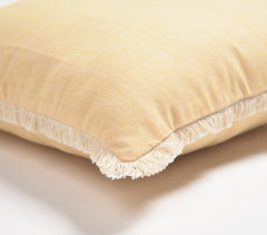 Solid Fringed Chambray Weave Cushion Cover