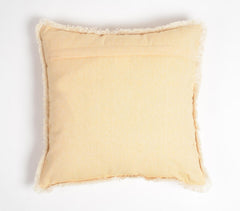 Solid Fringed Chambray Weave Cushion Cover