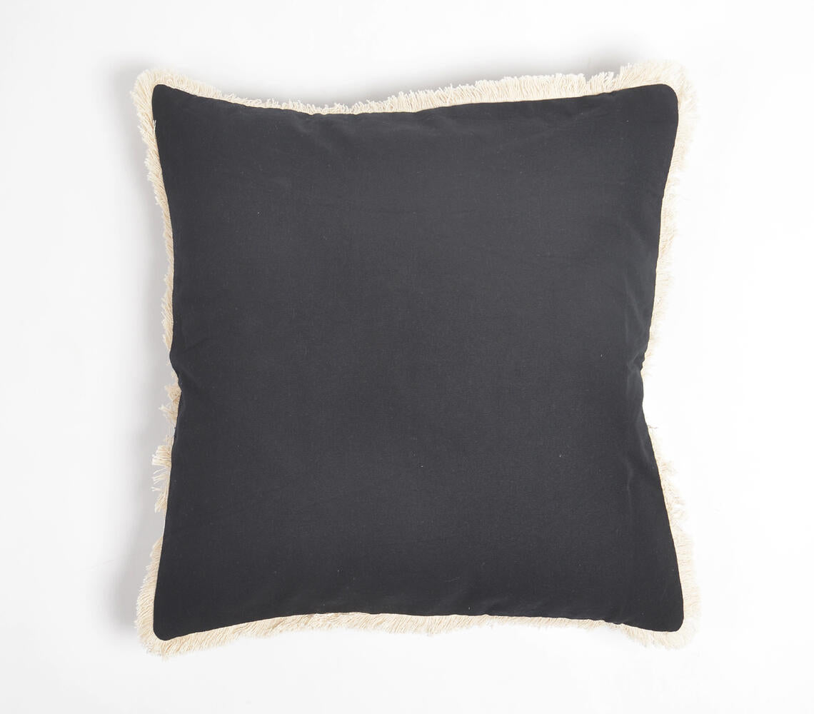 Solid Fringed Chambray Weave Cushion Cover(3)