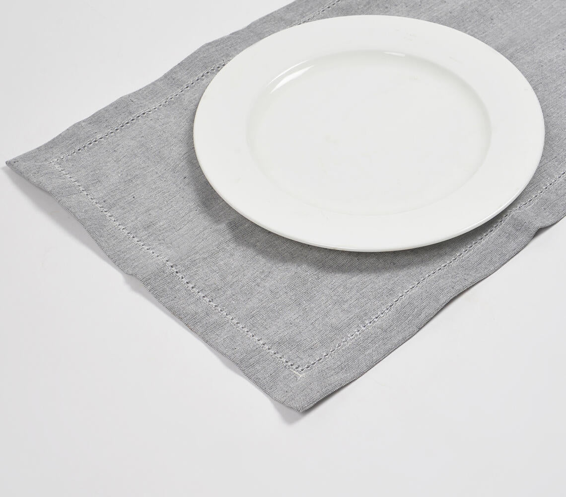 Solid Yarn-Dyed Chambray Weave Placemats With Hem Stitch (set of 6)_2