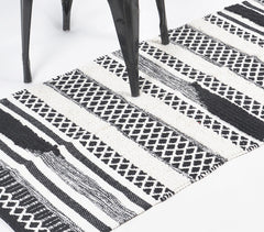 Handwoven Cotton Monochrome Panelled Rug