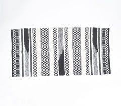 Handwoven Cotton Monochrome Panelled Rug