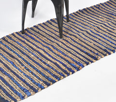 Handwoven Jute Striped Blue Rug