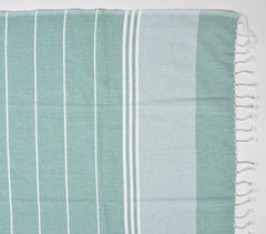 Handwoven Cotton striped Sage & yellow Bath Towels (Set Of 2)