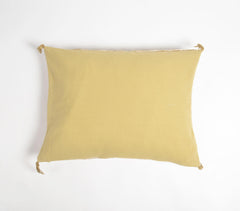 Tasseled Yellow Lines Cotton lumbar cushion Cover