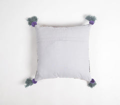 Embroidered-Patch Work Cotton Tasseled Cushion Cover