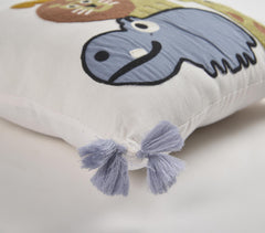 Animal Kingdom Embroidered & Tasseled Cushion Cover