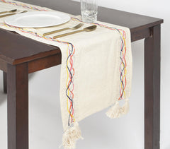 Twined Swirls & Tasseled Cotton Table Runner
