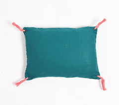 Striped & Tasseled Slub Teal Lumbar Cover
