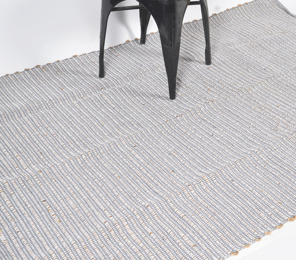 Handwoven Cotton & Jute Textured Grey Rug