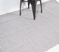 Handwoven Cotton & Jute Textured Grey Rug