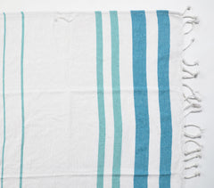 Handwoven Aqua Striped Cotton Throw