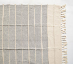 Striped Grey Cotton Throw