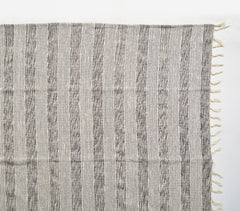 Handwoven Cotton Greyscale Striped Tasseled Throw