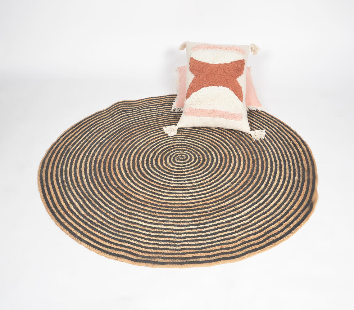 Handwoven Jute & Discarded Fabric Brown Classic Spiral Rug