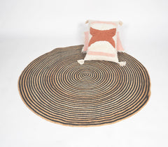 Handwoven Jute & Discarded Fabric Brown Classic Spiral Rug