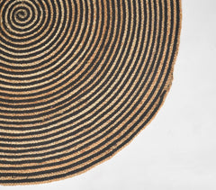 Handwoven Jute & Discarded Fabric Brown Classic Spiral Rug
