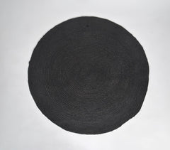 Handwoven Classic Spiral Black Jute Rug