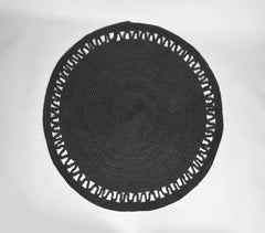 Handwoven Classic Black Round Jute Rug