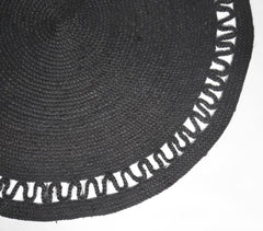 Handwoven Classic Black Round Jute Rug