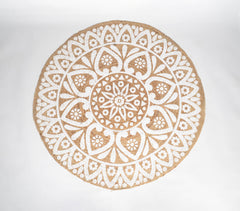 Hand Block Printed Monochrome Spiral Jute Rug
