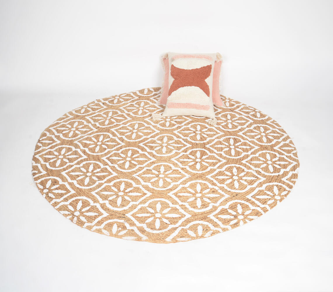 Hand Block Printed Novelty Spiral Jute Rug