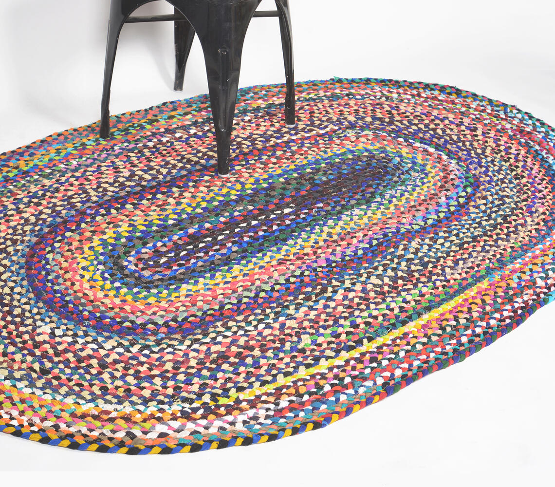 Handwoven Upcycled Cotton Oblong Rug