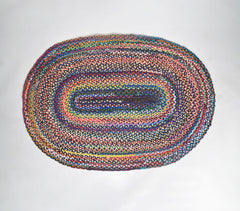 Handwoven Upcycled Cotton Oblong Rug