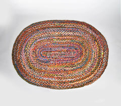 Handwoven Upcycled Cotton Oblong Rug_1