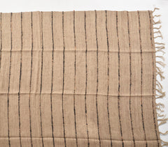 Handwoven Striped & Tasseled Tan Cotton Throw
