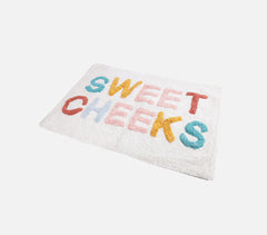 Sweet Cheeks Typography Tufted Cotton Bathmat