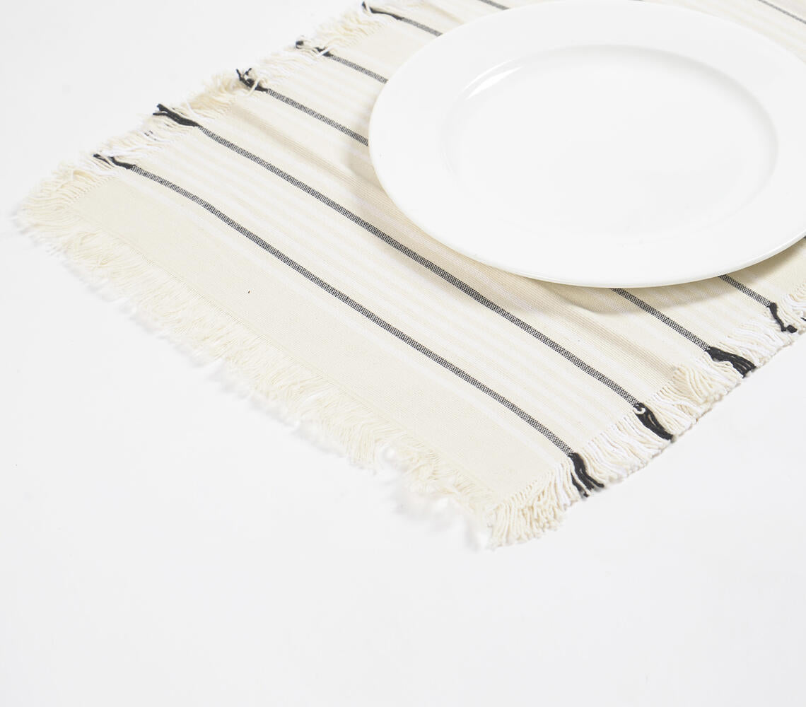 Striped & Fringed Cotton Placemats (set of 6)