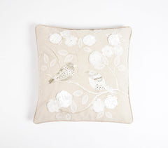 Embroidered 'Birds on a branch' Cushion Cover