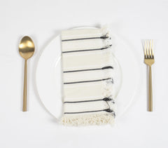 Striped Cotton Table Napkins with Frayed Border (set of 6)