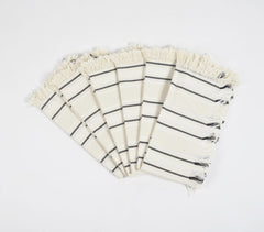 Striped Cotton Table Napkins with Frayed Border (set of 6)
