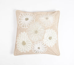 Floral Beaded & Embroidered Cushion Cover