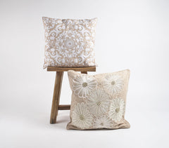 Floral Beaded & Embroidered Cushion Cover