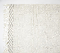 Neutral Block Printed & Tasseled Throw
